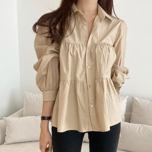 New Fashion Spring Loose Single-breasted Shirts for Women 2021 Turn-down Collar Long Sleeve Female Solid Blouses Tops
