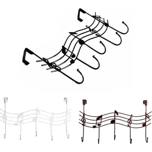 2021 New Wavy Musical Notes 5 Hooks Wall Mounted Coat Rack Clothes Door Hanger Elegant