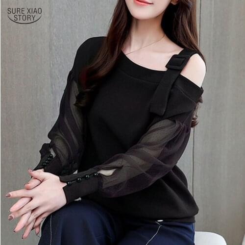 New Autumn fashion woman blouses long sleeve shirt clothing female Casual solid women blouse 2021 sexy off shoulder top 1224 40