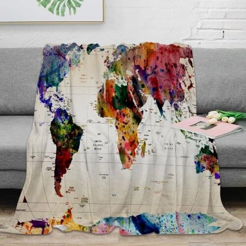 Retro World Map Throw Blanket Warm Microfiber Blanket Flannel Blanket Bedroom Decor Blankets For Beds
