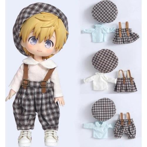 Doll Clothes Lovely lattice shirt and skirt and hat and pants for Ob11,Mollys,obitsu 11,1/12 BJD Doll Clothing Accessories