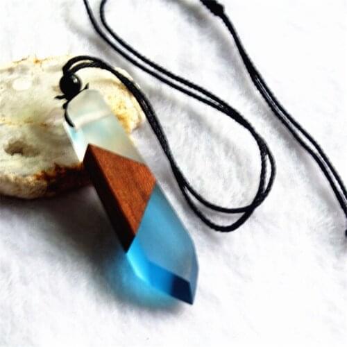 Fashion Women Gifts Handmade Resin Natural Wood Men Necklace dropshipping necklaces pendants Rope Chain Wooden Unisex Jewelry