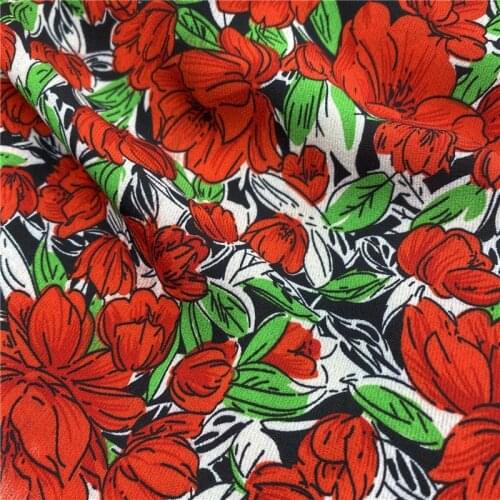 Dress Holiday Fabric Summer Cooling Dropping Flower Print Chiffon Party Skirt Cloth DIY Sewing