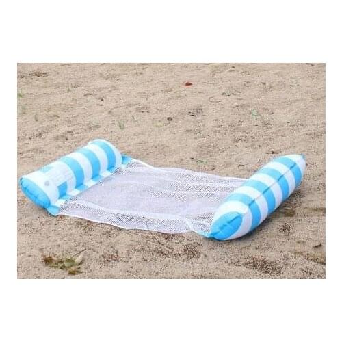 Useful Swimming Floating Bed Striped Clip Net Hammock Foldable Bed Inflatable Backrest Striped Floating Row Send Pump Swim Tool