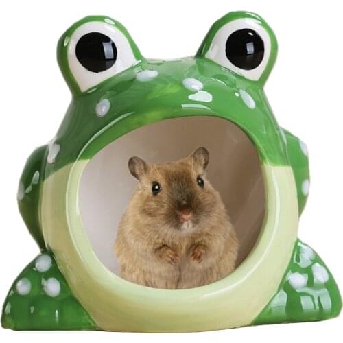 Cute Cartoon shape Small animals nest ceramic hamster nest cooling pet house Mini animal bedroom frog piggy crafts Shark monkey