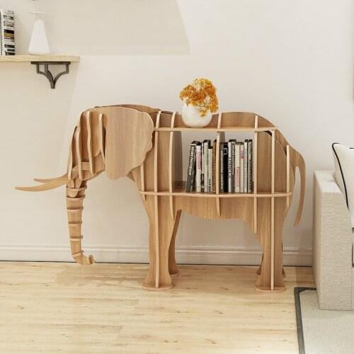Home Decoration Super Big Wood Statue Storage Rack Bookrack 3D Elephant Sculpture Office Shop Animal Statues Bookshelf Decor