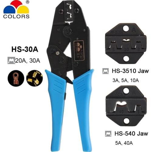 HS-30A 9" Crimping Plier 20A 30A Copper Circular Splice Terminals Cable Lug Wire Open Connector Ratchet Clamp Pliers Tools Set