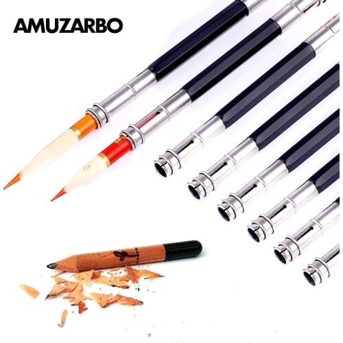 Dual Head Pencil Extension Rod Metal Stainless Steel Sketch Pencil Extender Adjustable Student Office Writing Tools Stationery