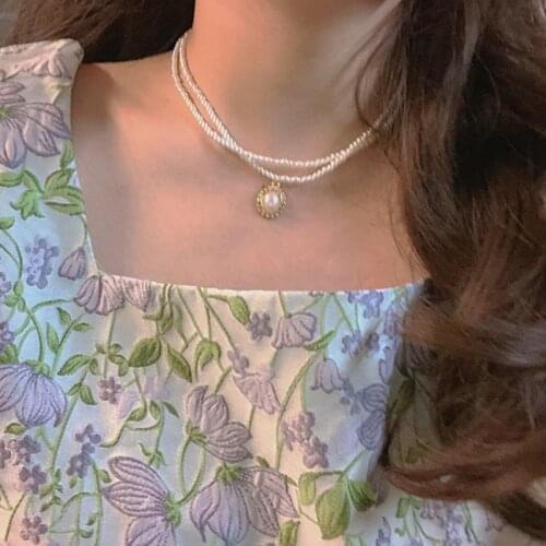 Vienkim Fashion Layered Layer Pearl Chain Choker Pendant Necklace For Women Korean Style Necklace Girl Jewelry Collar 2020