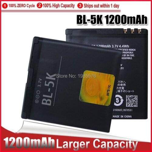 1-5PCS High Qualtiy Cell Phone Battery BL-5K 1300mAh For Nokia N85 N86 N87 8MP 701 X7 X7 00 C7 C7 00 BL 5K