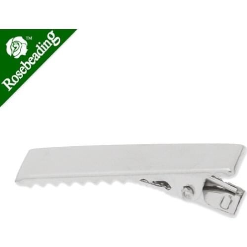 32mm Metal Alligator Hair Clip with Teeth,Nickel color,6.5mm width,20pcs/lot-C4500