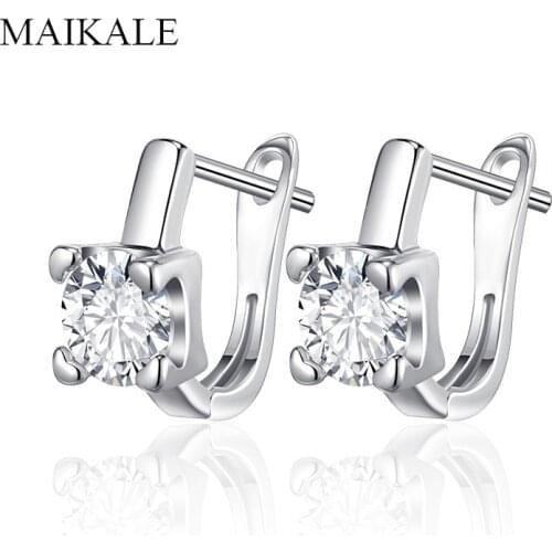 MAIKALE Square Cubic Zirconia Stud Earrings Gold Silver Color Small Earrings for Women Jewelry Girls Accessories Fashion Gifts