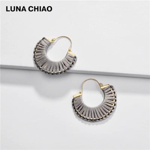 LUNA CHIAO Fashion Boho Jewelry Chic Style Metal Hoop Thread Wrap Statement Earrings Women Female