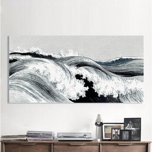100%hand painted Abstract Oil Painting Great Wave Canvas Art Wall Pictures For Living Room Home Decor hand Painted Frameless