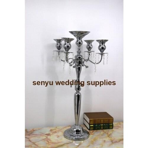 12pcs )70cm tall )5 arm Candelabra for Wedding Centerpieces , Nickel Plated Candelabra ,Silver Candelabra