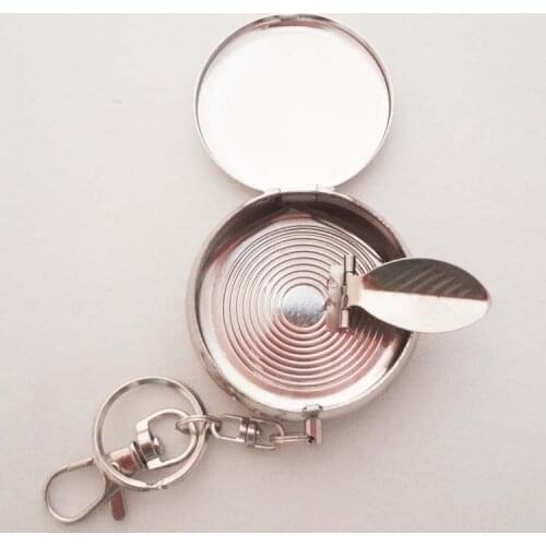 144PCS Mini Outdoors Round Cigarette Keychain Portable Ashtrays Stainless Steel Creative Pocket Smoke Ash Ashtray with Keychain