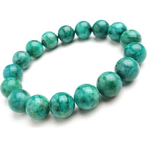 2017 Fashion Stretch Charm Bracelets For Women Femme Genuine Green Natural Chrysocolla Malachite Round Bead Bracelet Just One