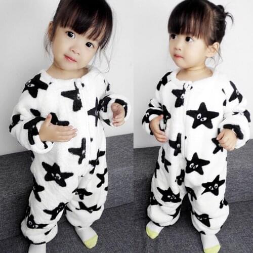 2018 New Winter Clothes Flannel Baby Girls Romper Jumpsuit Warm Newborn Infant Romper Kids Pijamas Homewear Long Sleeve