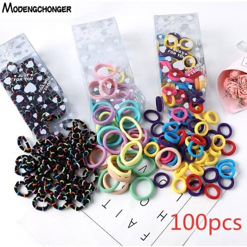 30Pcs/100PC Sweet Elastic Hair Rope Girls Colorful Tie Gums Headband Kids Rubber Band Ponytail Holder Hair Accessories Headwear
