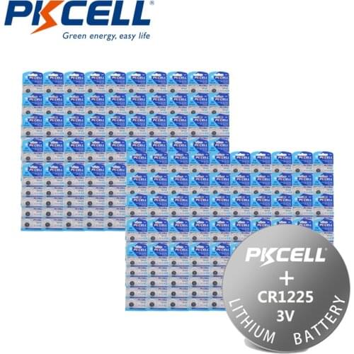 500Pcs 100 Cards PKCELL CR1225 3V Button Battery Coin Cell EBR1225 EBR 1225 Lithium Battery Button Cell Batteries