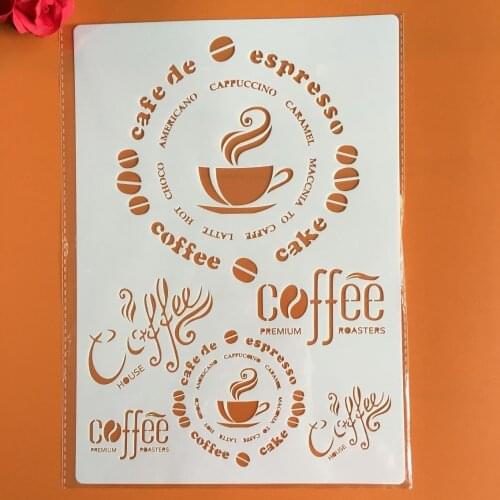 A4 29 * 21cm coffee DIY Stencils Wall Painting Scrapbook Coloring Embossing Album Decorative Paper Card Template,wall