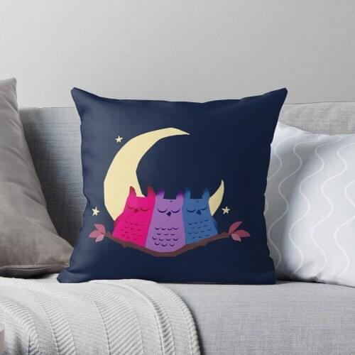 Bisexuowls Throw Pillow Cushion Cover Polyester throw pillows case on sofa home living room car seat decor 45x45cm