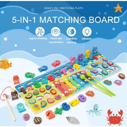 Wooden Montessori Math Toys Baby puzzle Knock the piano Fruit animal matching game Busy Board Magnetic fishing Educational Toy