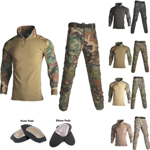 Camouflage Shooting Military Army Combat Uniform With Elbow Knee Pads Tactical Hunting Clothes Sniper Ghillie Suit