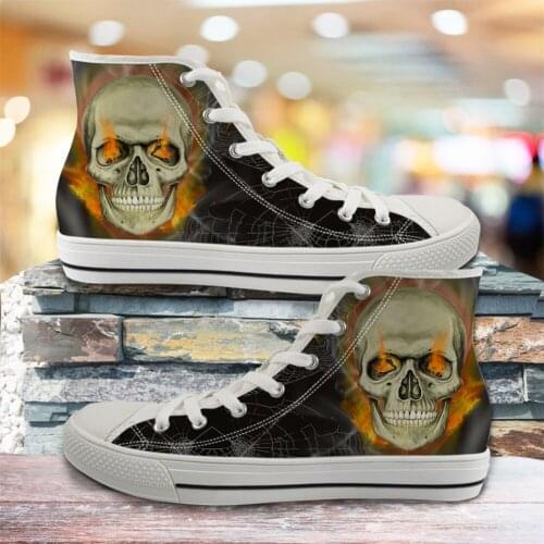 ELVISWORDS Gothic Skull Pattern Stylish Vulcanized Shoes for Ladies Comfortable Lace Up Womens Sneakers Footwear zapatos mujer