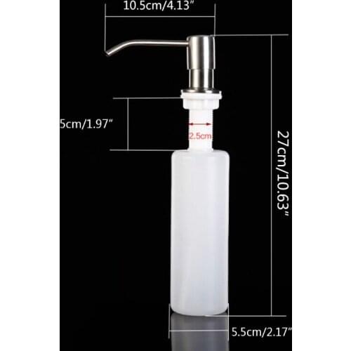 G32A 10.14 OZ Kitchen Soap Dispenser 304 Stainless Steel Built in Liquid Soap Detergent Dispenser Bottle Silver Black