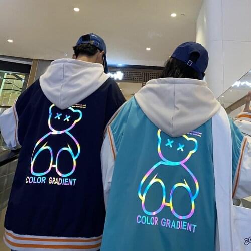 Spring and Autumn Niche Design Jacket Men Outfit Hooded Jack Fake Two Pieces Coat Fashion Reflecting Streetwear Mens Clothing