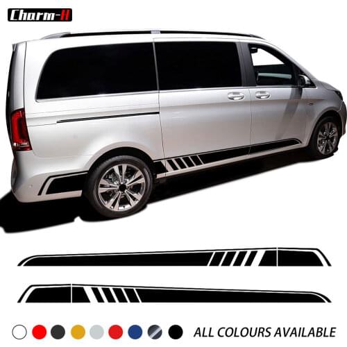 2pcs for Mercedes Benz Vito V Class W447 2014-2018 AMG Edition Car Styling Side Sticker Decal Side Skirt Stripes Vinyl Decals