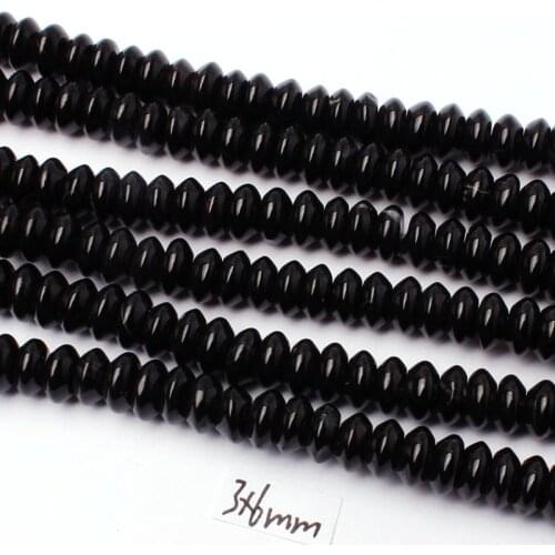 Natural Black Agates Stone Loose Beads High Quality 3x6mm Smooth Spacers Shape DIY Gem Bracelet Jewelry Accessories 38cm w3309