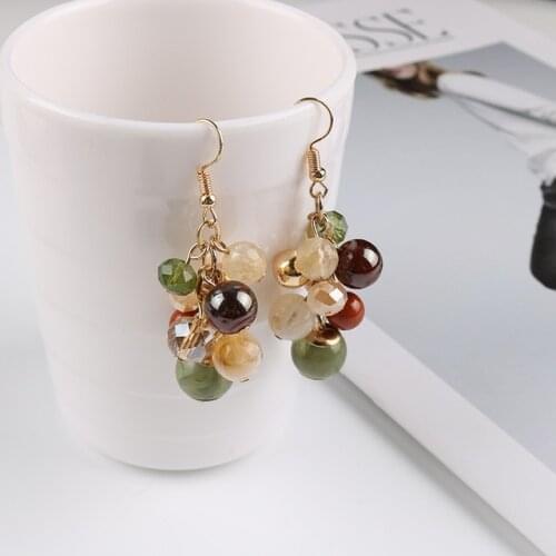 Wholesale new acrylic Jewelry natural stone Earrings for Women Grape String Shape Beads Long Earring Wedding Jewelry
