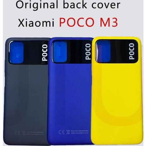 Original For Xiaomi Poco M3 Battery Cover Rear Door Back Housing Case POCO M3 Back Panel With Power Volume Side Buttons Replace