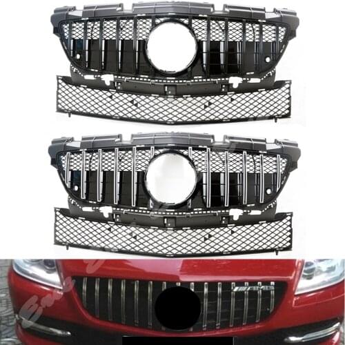 Car Front Racing Grill Upper Bumper Grille Fit For Mercedes-Benz SLK-Class R172 2011 2012 2013 2014 2015 GTR Black SIlver