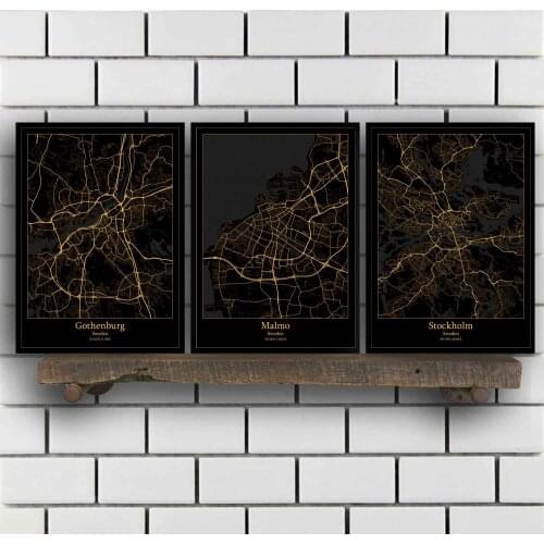 Gothenburg Malmo Stockholm Sweden Map Poster