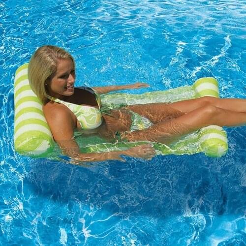 Floating Water Hammock Float Lounger Floating Toys Inflatable Floating Bed Chair Swimming Pool Beach Foldable Water Air Mattress