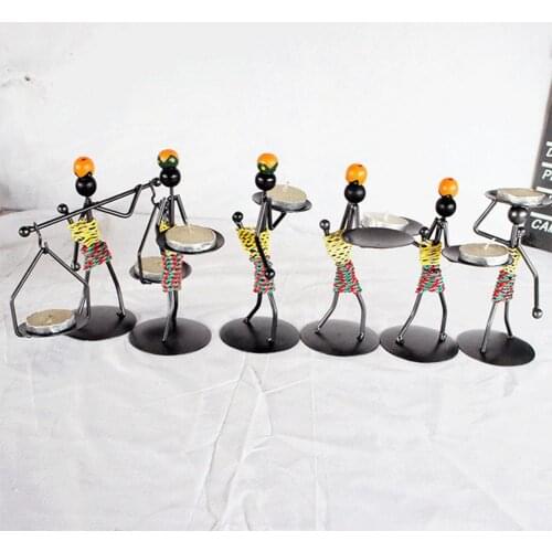 Retro Candlestick Figurines Doll Model Multi-use Wrought Iron Bar Excellent Workmanship Candle Holder Doll Display for Club