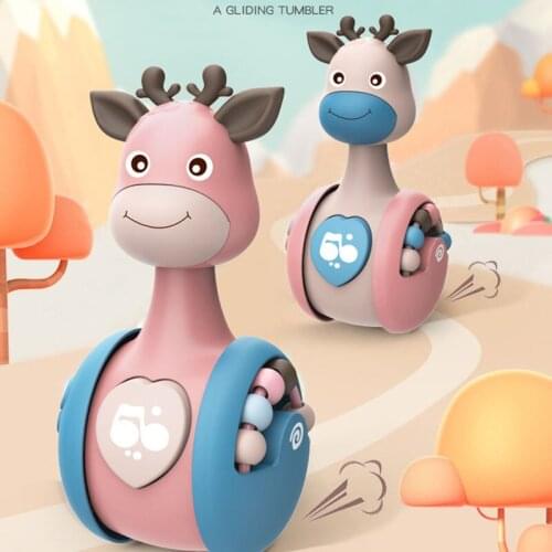 Newborn baby Toys 0 12 Months Cute Deer Sliding Tumbler For Children Sensory Rattles Baby Ball Soft Teether Rattle Toys