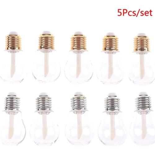 5Pcs 9ml Light Bulb Shaped Empty Plastic Bottles Clear Lip Gloss Tubes Refillable