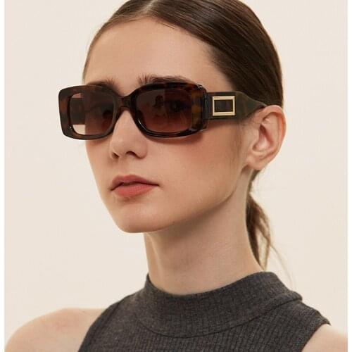 Veshion Retro Rectangular Sunglasses for Women Blue Orange Thick Frame Square Sun Glasses Female Uv400 Fashion Accessories