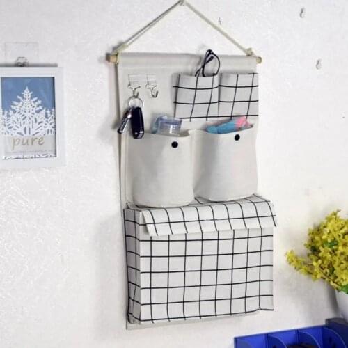 Storage bag hanging bag wall hanging fabric mobile phone wall hanging storage bag door dormitory bedroom upper and lower bunk ar