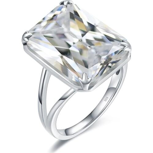 Szjinao Real 925 Sterling Silver Womens Rings AAA Shiny Diamond Ring Cubic Zircon Rectangle Shape Female Luxury Wedding Jewelry