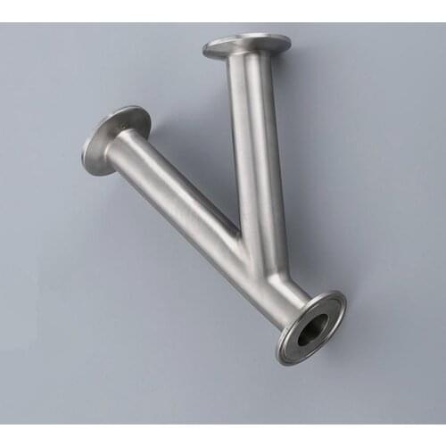 45mm 1.75" Pipe OD 2" Tri Clamp Oblique Y Shaped 3 Way SUS 304 Stainless Sanitary Fitting Spliter Homebrew Beer Wine