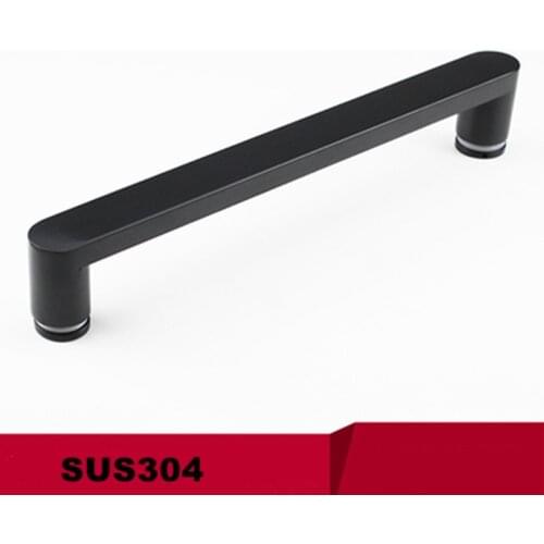 Thickened square tube black stainless steel single side shower room handle black glass sliding door handle(D-42)