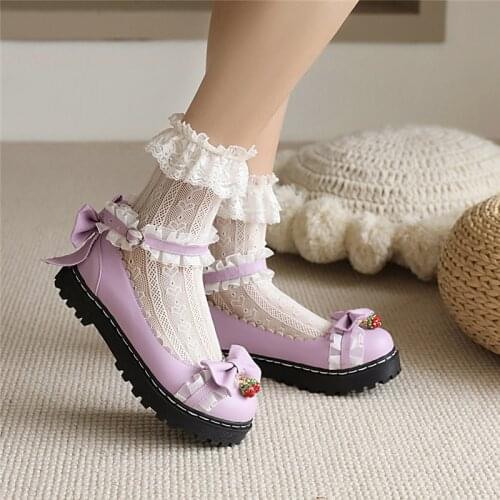 YQBTDL 2021 New Ladies Sweet Cute Platform Pumps Pink Pumps Women Sweet Lolita Japanese Loli Performance Party Shoes Womam 34-43