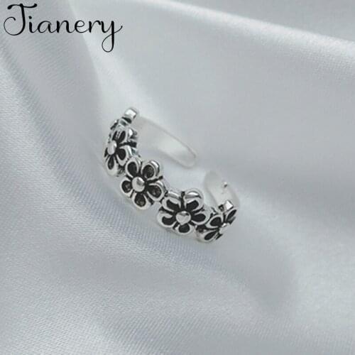 JIANERY Fashion Silver Color Flower Rings For Women Engagement Statement Finger Ring