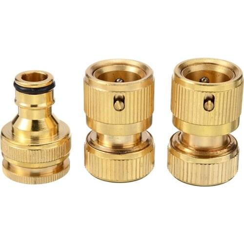 1/2 3/4 Inch Brass Quick Connector Tap Set Garden Water Hose Pipe Tap Lock Connect Adapter Garden Irrigation Tools