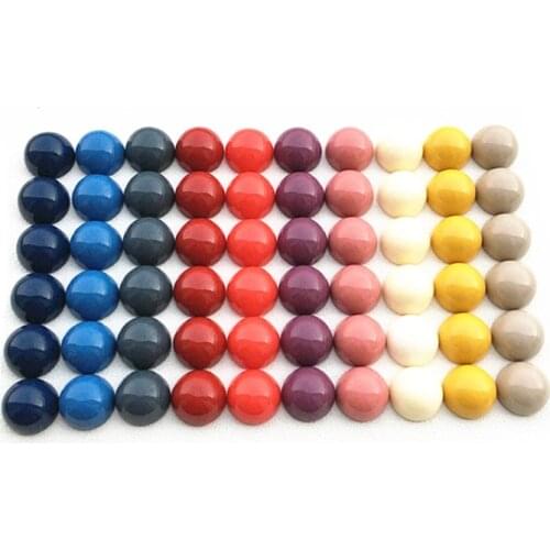 10 pcs/Lot 18mm Colorful Blank Round Half Pill Cabochons For Board Games Gobang Accessories Solid Color Chess Pieces